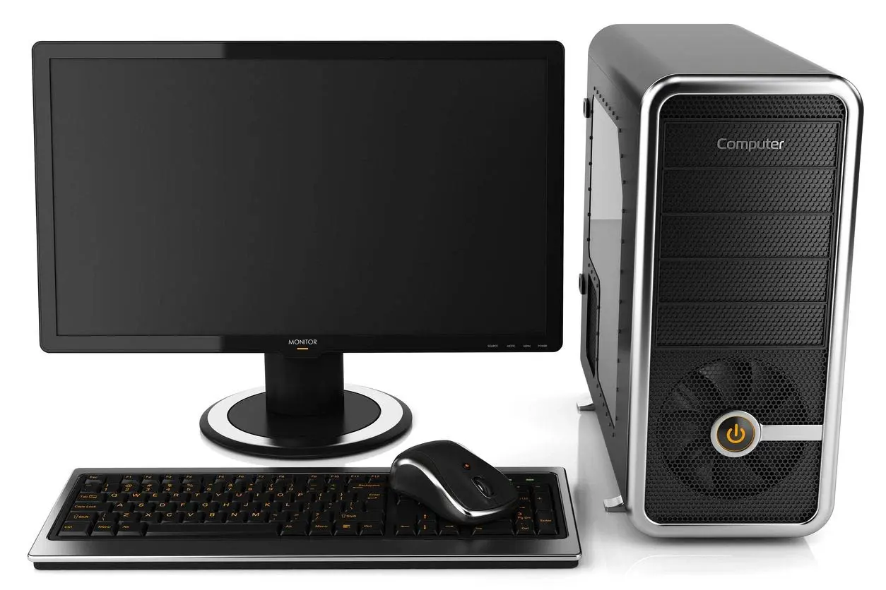 Computer Tower with Monitor and Keyboard