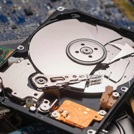 HardDriveDestructionCaliComp A computer hard drive is shown with its disc.