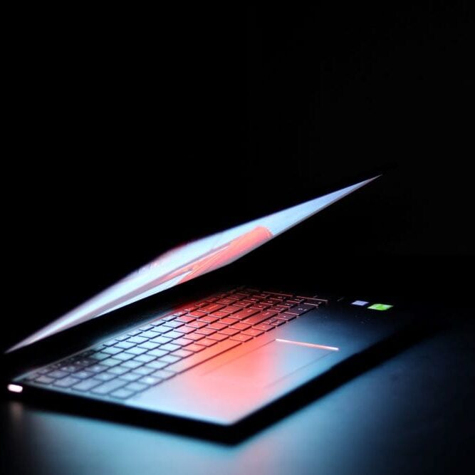 LenovoRepairCaliComp A Lenovo computer with a bright display on a dark background.