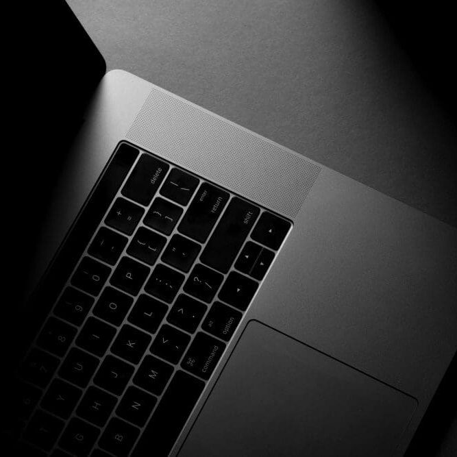 MacbookTradeInCC Top view of a MacBook computer.