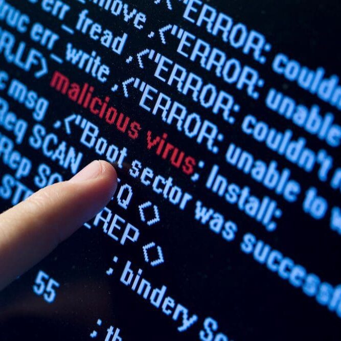 MalwareVirusCaliforniaComputer Computer Virus in program code.