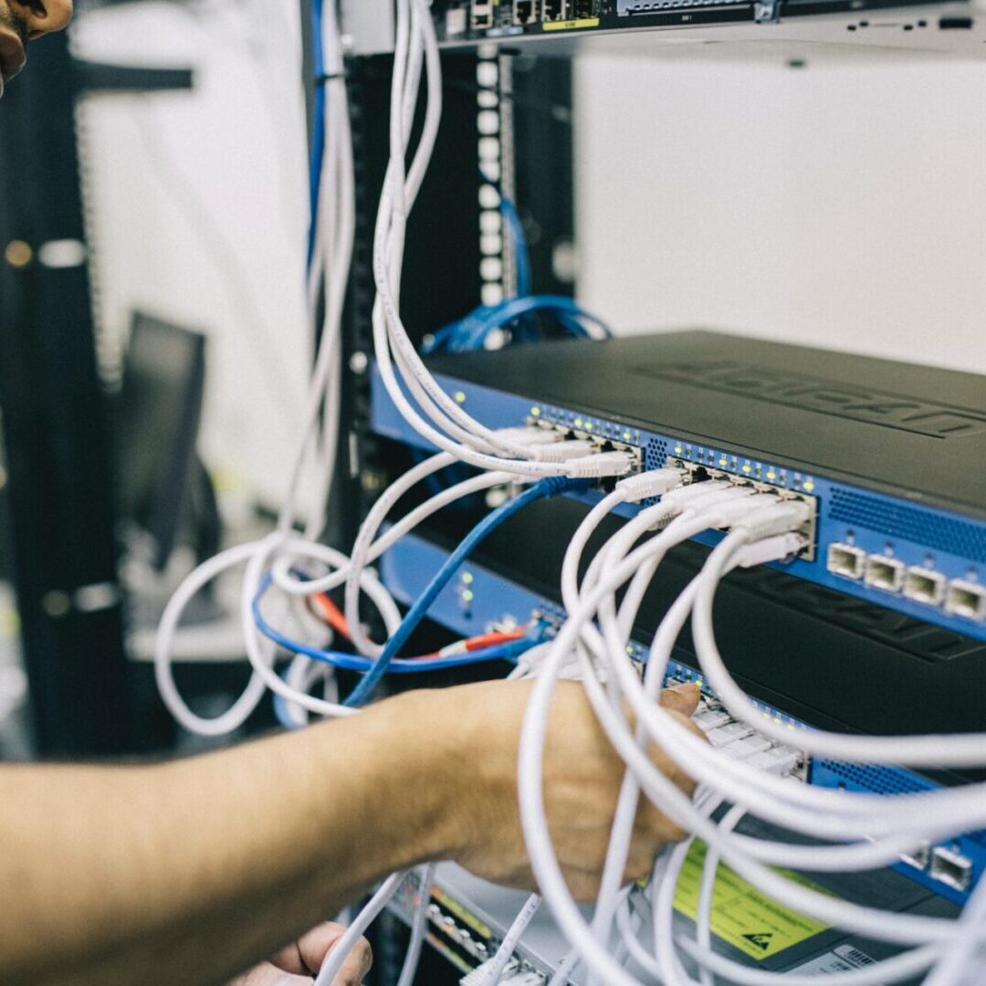 Man Working on PC Computer Networking